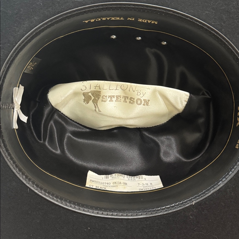 Stetson Stallion Black XX Premium Wool Cowboy Hat 7 3/8 Made in USA - Picture 6 of 11